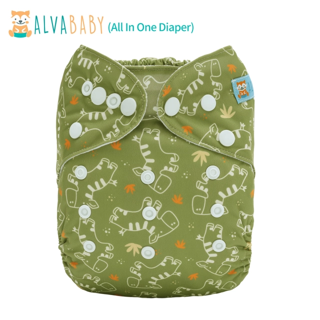 All In One Diaper with Pocket Sewn-in one 4-layer Bamboo blend insert-Zebra(AO-EW25A)