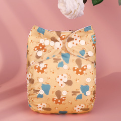 All In One Diaper with Pocket Sewn-in one 4-layer Bamboo blend insert-Mushroom(AO-EW26A)