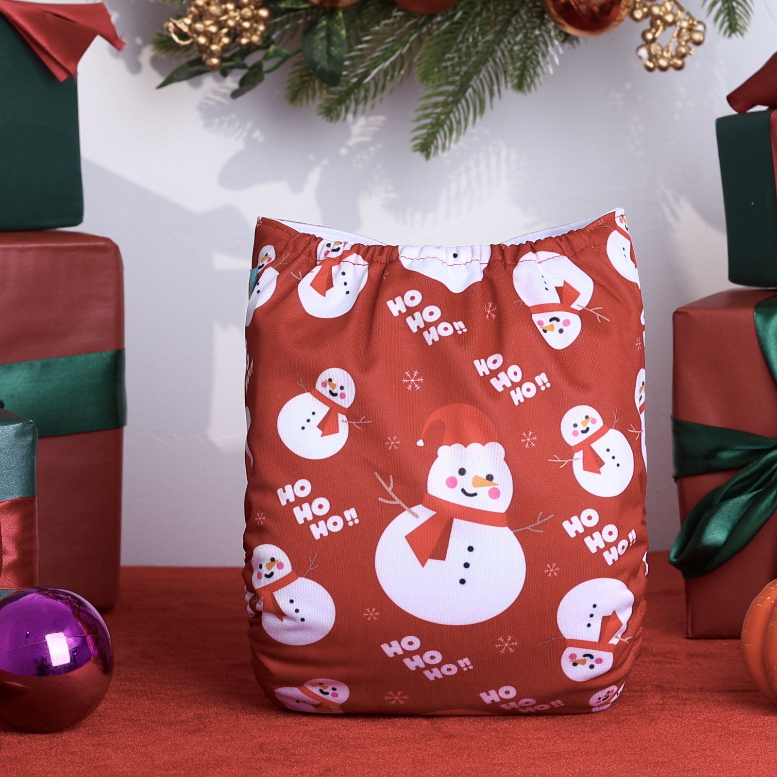 Christmas Cloth Diaper One Size Adjustable Reusable Diapers for Babies-Snowman(QD94A)