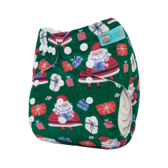 ALVABABY Christmas One Size Positioning Printed Cloth Diaper-Santa Claus(QD93A)