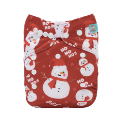 ALVABABY Christmas One Size Positioning Printed Cloth Diaper-Snowman(QD94A)