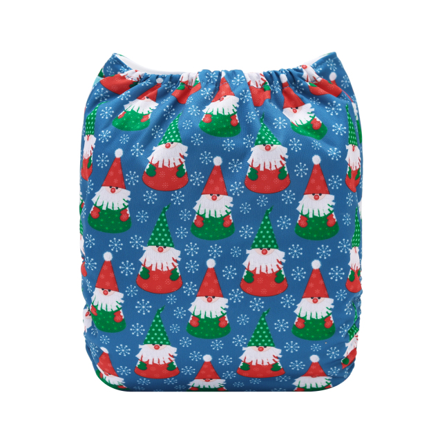ALVABABY Christmas One Size Positioning Printed Cloth Diaper-Snowman(QD92A)