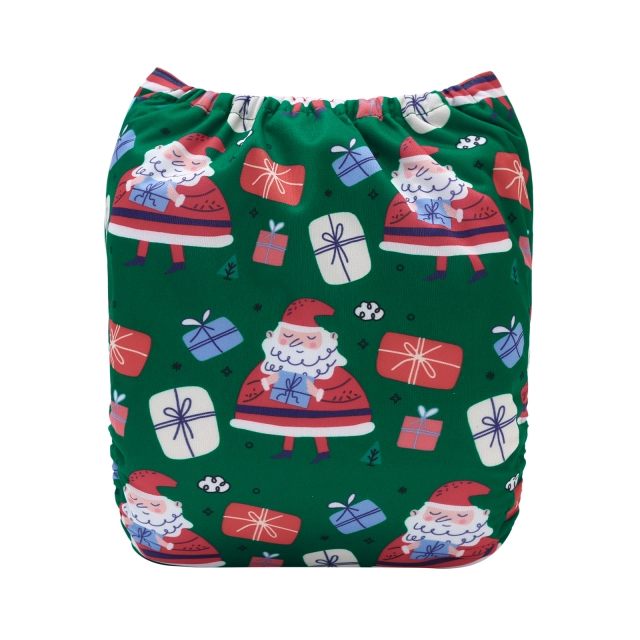 ALVABABY Christmas One Size Positioning Printed Cloth Diaper-Santa Claus(QD93A)