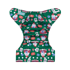 ALVABABY Christmas One Size Positioning Printed Cloth Diaper-Santa Claus(QD93A)
