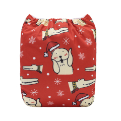 ALVABABY Christmas One Size Positioning Printed Cloth Diaper-(QD95A)