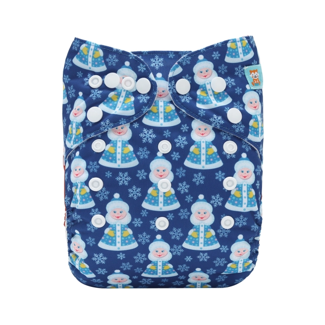 ALVABABY Christmas One Size Positioning Printed Cloth Diaper-Snowman(QD91A)