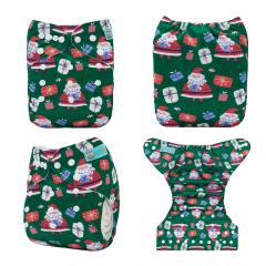 ALVABABY Christmas One Size Positioning Printed Cloth Diaper-Santa Claus(QD93A)