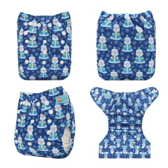 ALVABABY Christmas One Size Positioning Printed Cloth Diaper-Snowman(QD91A)