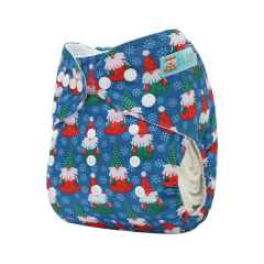 ALVABABY Christmas One Size Positioning Printed Cloth Diaper-Snowman(QD92A)
