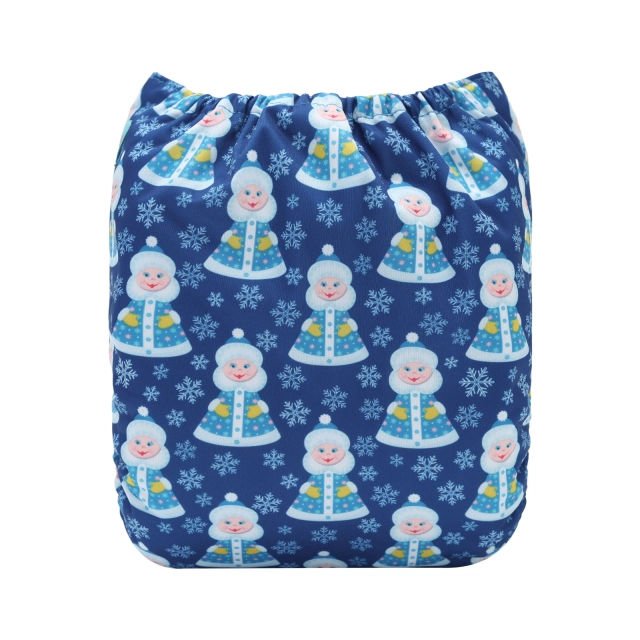 ALVABABY Christmas One Size Positioning Printed Cloth Diaper-Snowman(QD91A)