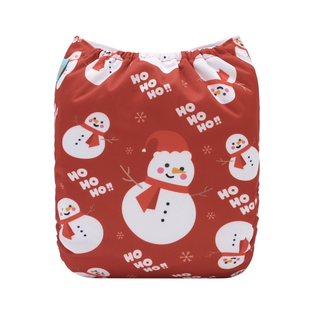 ALVABABY Christmas One Size Positioning Printed Cloth Diaper-Snowman(QD94A)