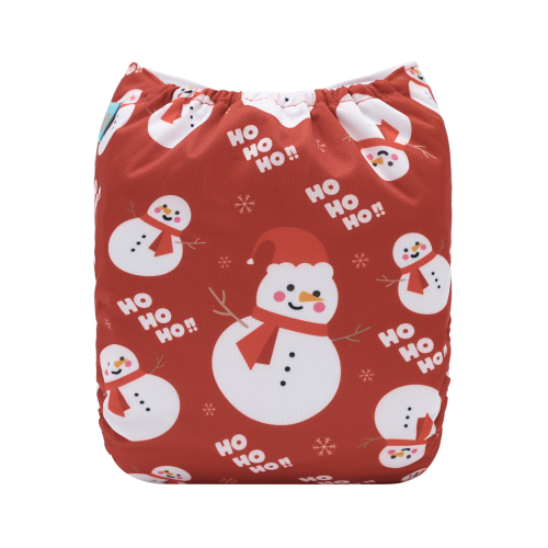 Christmas Cloth Diaper One Size Adjustable Reusable Diapers for Babies-Snowman(QD94A)