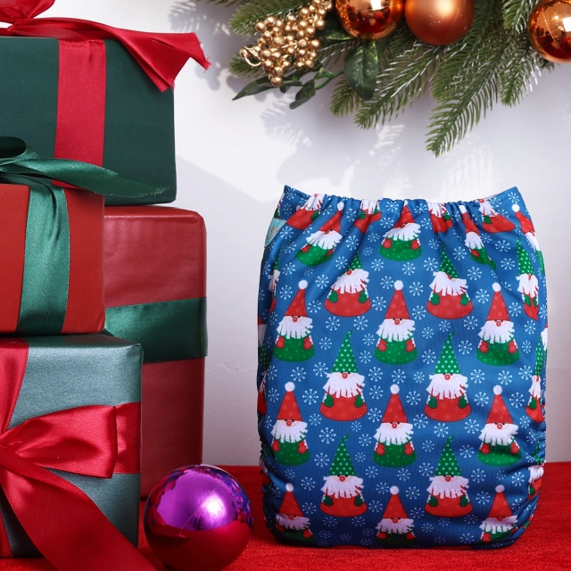 ALVABABY Christmas One Size Positioning Printed Cloth Diaper-Snowman(QD92A)