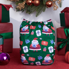 ALVABABY Christmas One Size Positioning Printed Cloth Diaper-Santa Claus(QD93A)