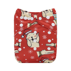ALVABABY Christmas One Size Positioning Printed Cloth Diaper-(QD95A)