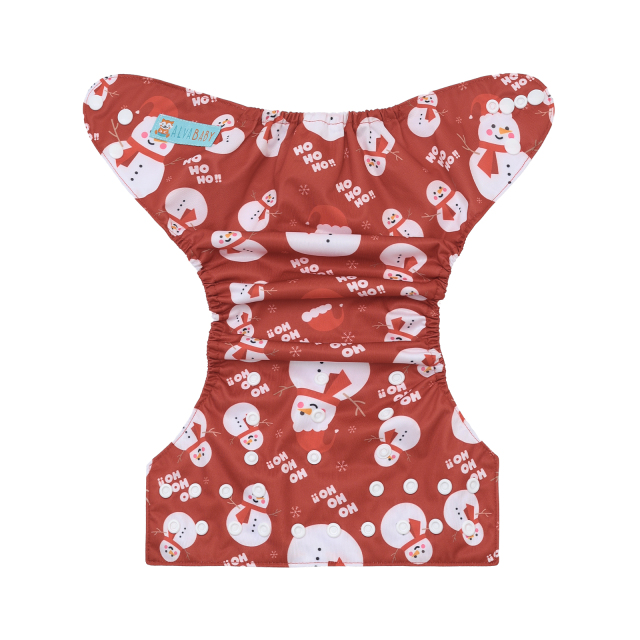 ALVABABY Christmas One Size Positioning Printed Cloth Diaper-Snowman(QD94A)