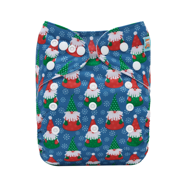 ALVABABY Christmas One Size Positioning Printed Cloth Diaper-Snowman(QD92A)