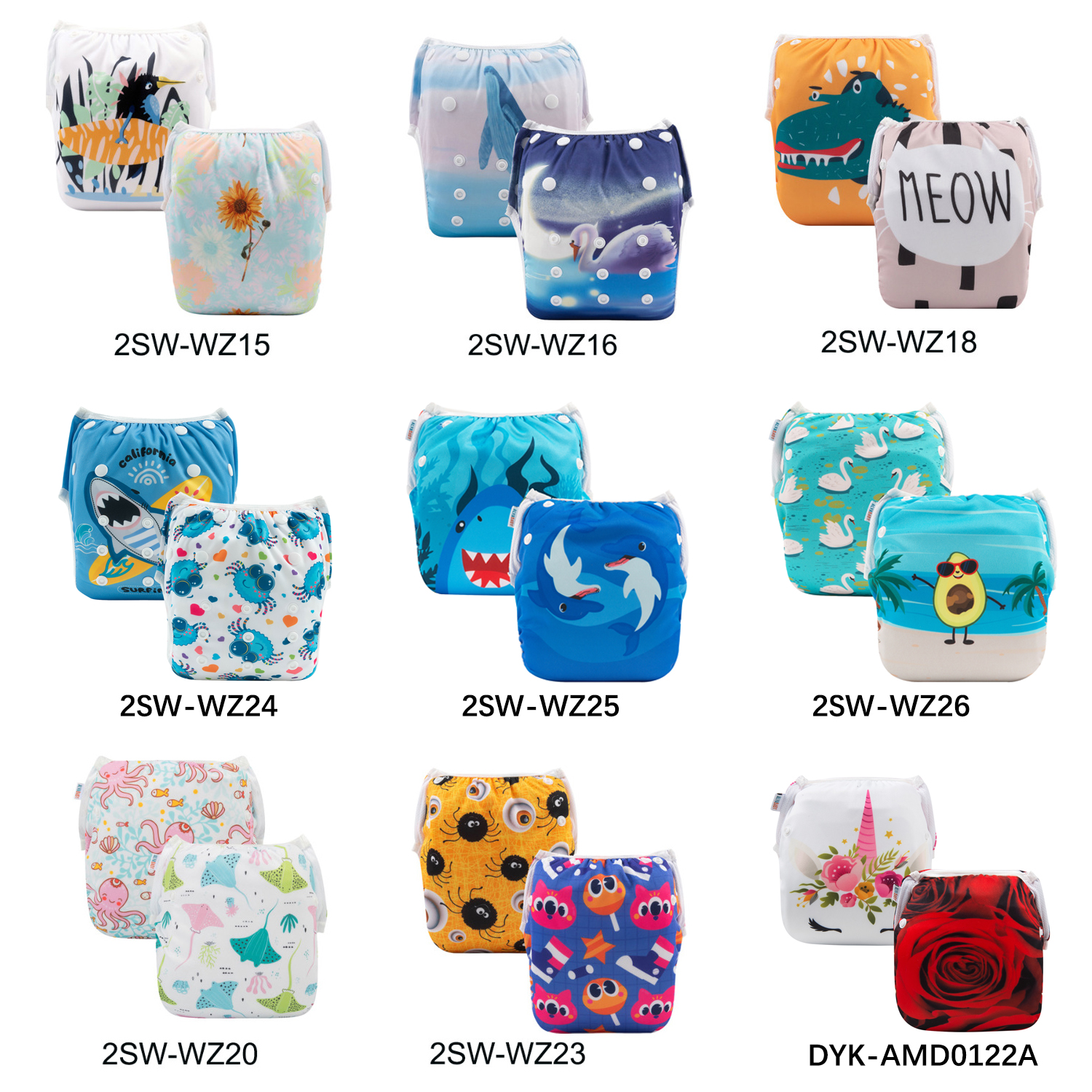 2-Pack Reusable Swim Diapers - One Size Adjustable Swimwears for Infants