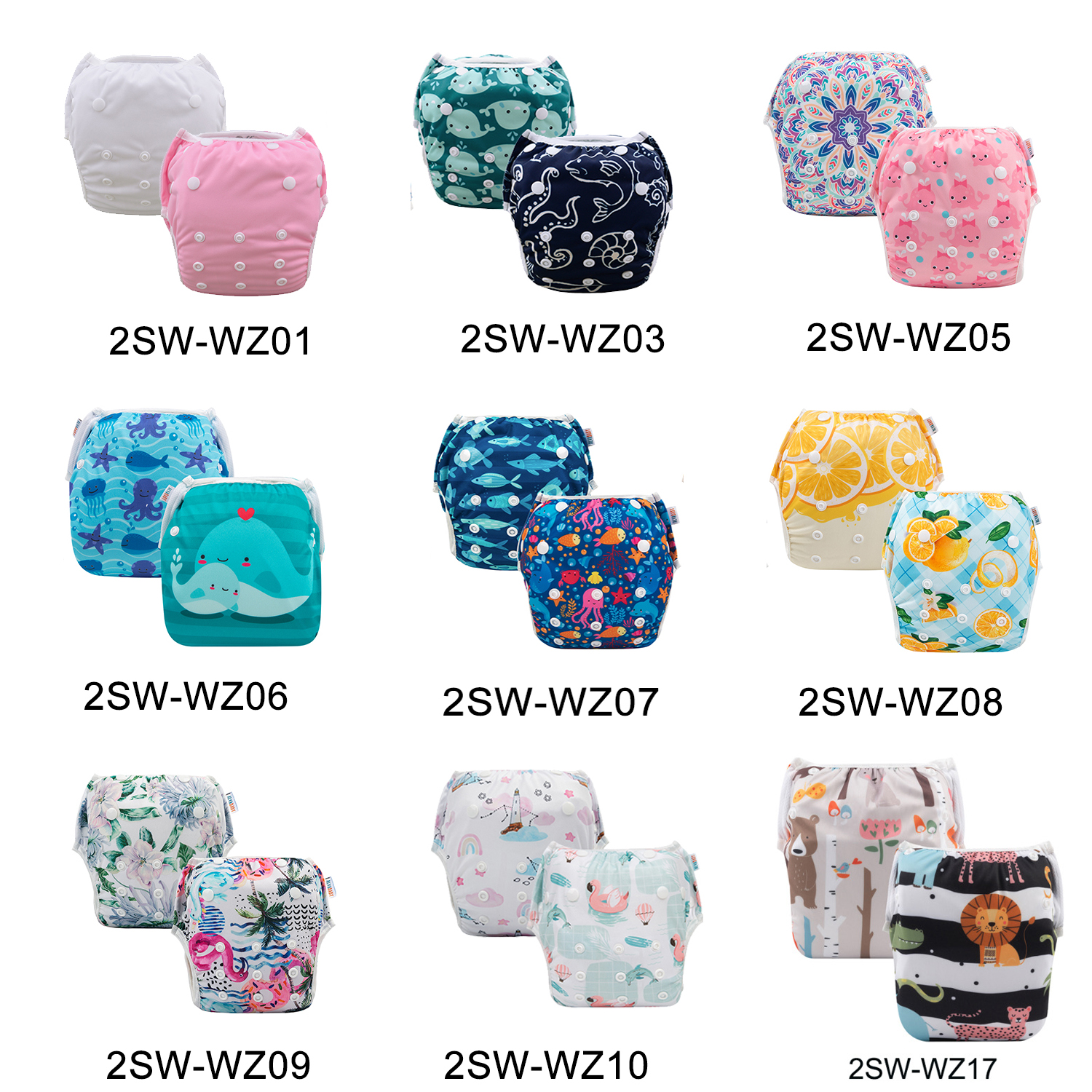 2-Pack Reusable Swim Diapers - One Size Adjustable Swimwears for Infants