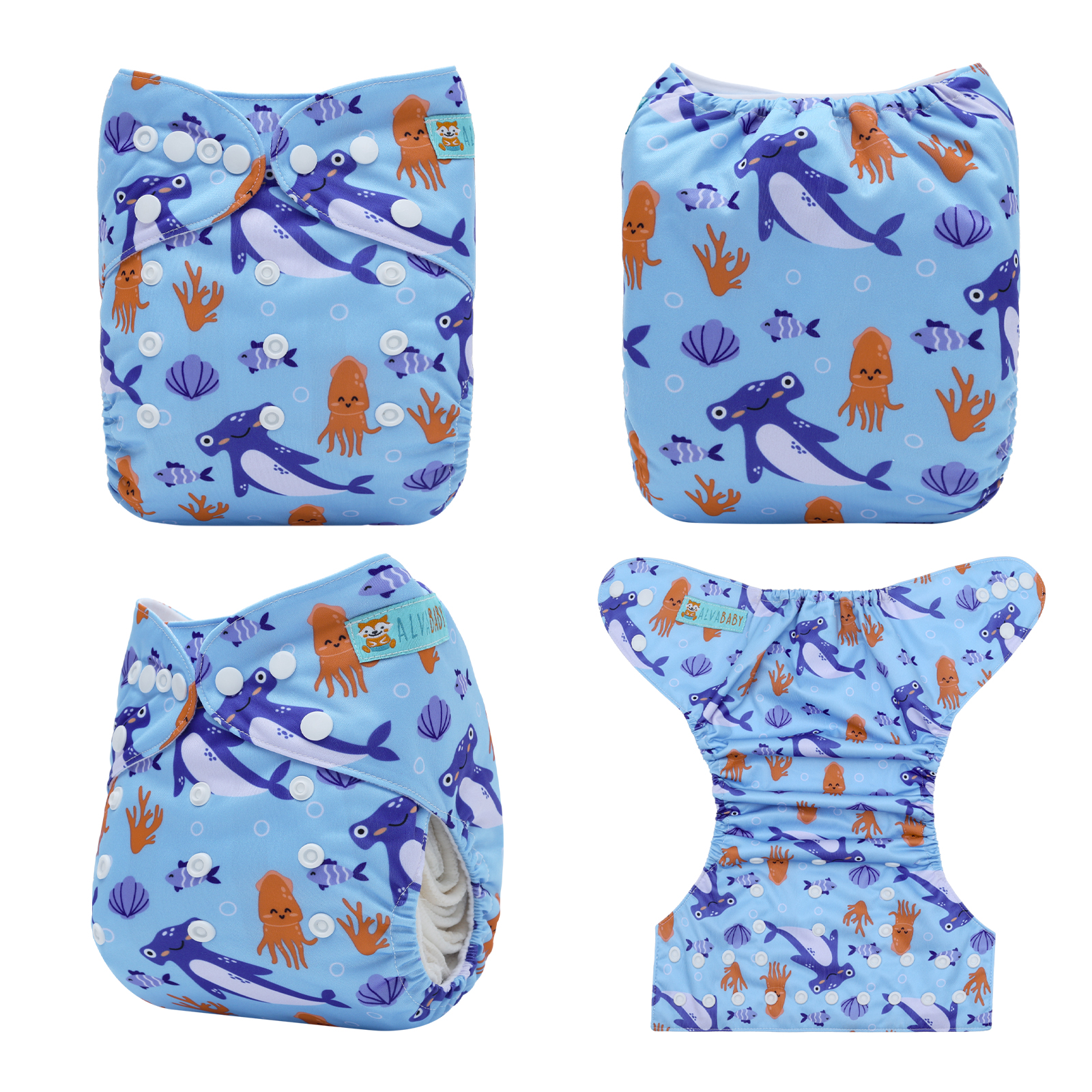 ALVABABY Positioning Cloth Diaper - One Size Adjustable Washable & Reusable Diaper for Babies and Toddlers (YDP253A)