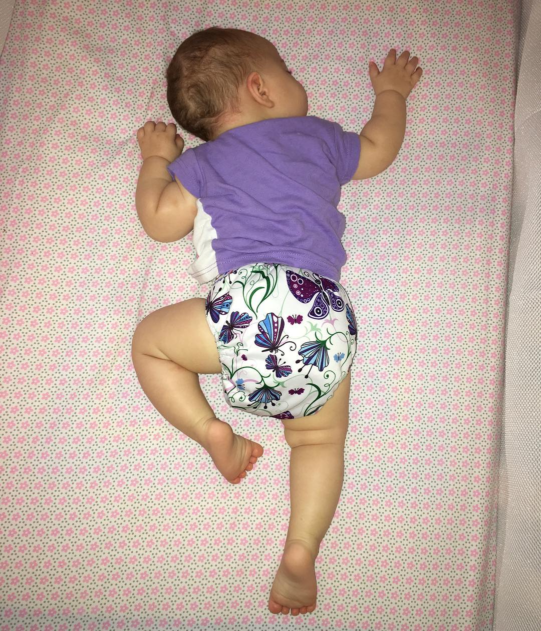 All In One Diaper with Pocket Sewn-in one 4-layer Bamboo blend insert Butterfly(AO-S09A)