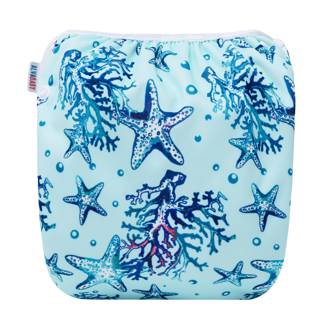 ALVABABY Big Size Swim Diaper Printed Reusable Baby Swim Diaper Large Size-Starfish(ZSW-SW104)