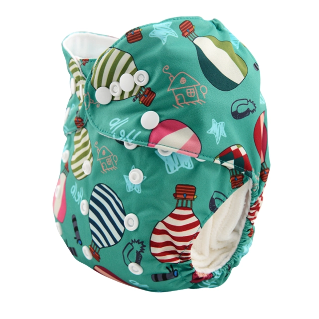All In One Diaper with Pocket Sewn-in one 4-layer Bamboo blend insert   (AO-H021A)