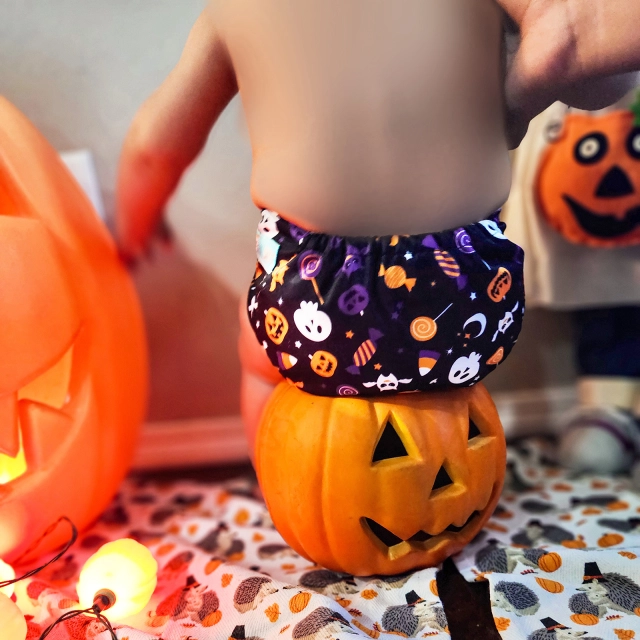 ALVABABY Halloween One Size  Printed Cloth Diaper -Pumpkin(Q89A)