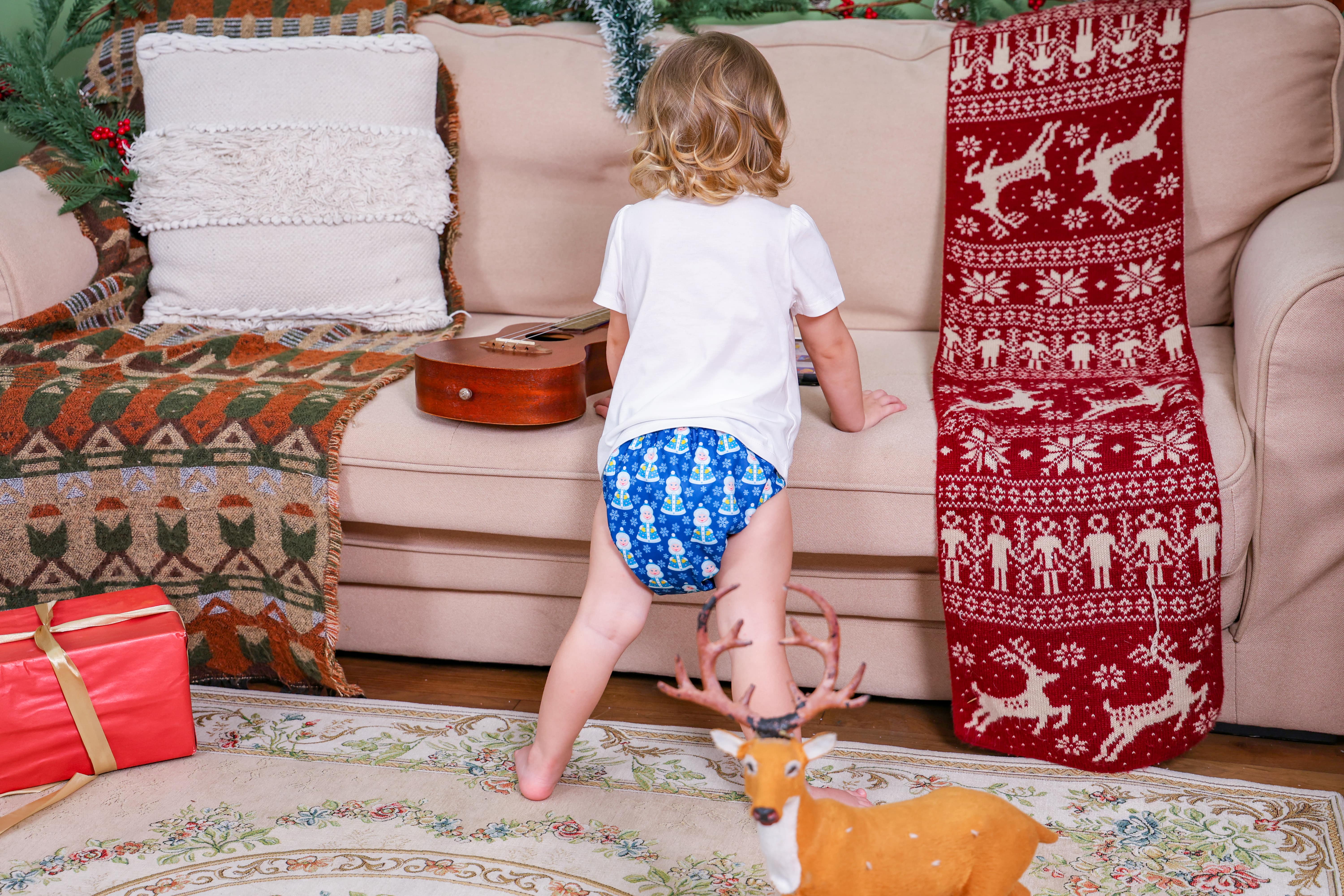 Christmas Cloth Diaper One Size Adjustable Reusable Diapers for Babies-Snowman(QD91A)