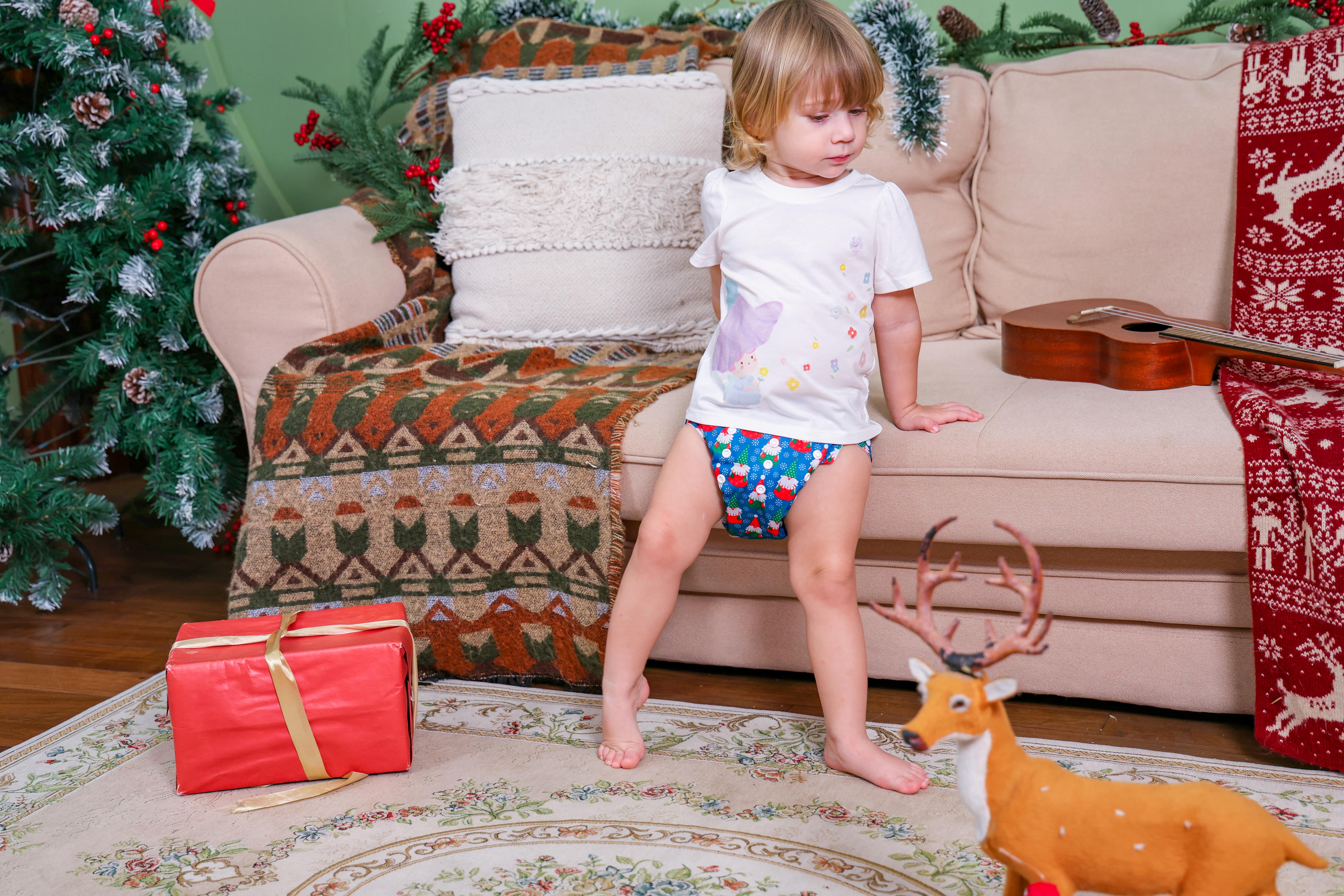 Christmas Cloth Diaper One Size Adjustable Reusable Diapers for Babies-Snowman(QD92A)