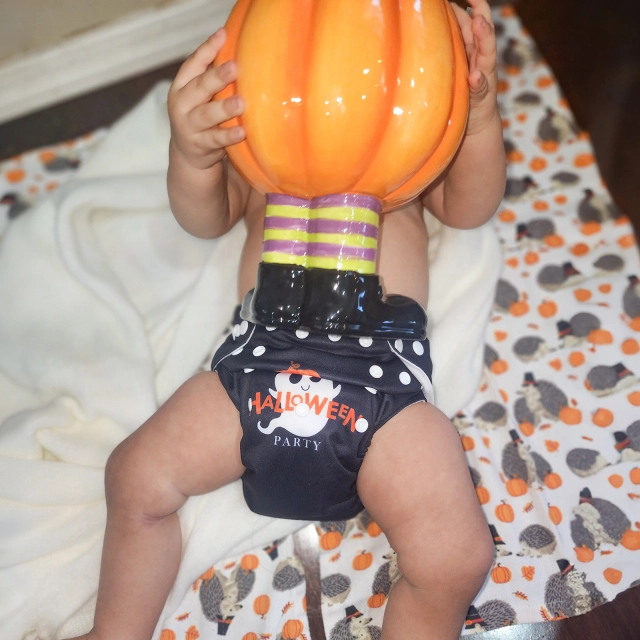 Halloween Cloth Diaper One Size Adjustable Reusable Diapers for Babies -Boo(QD85A)