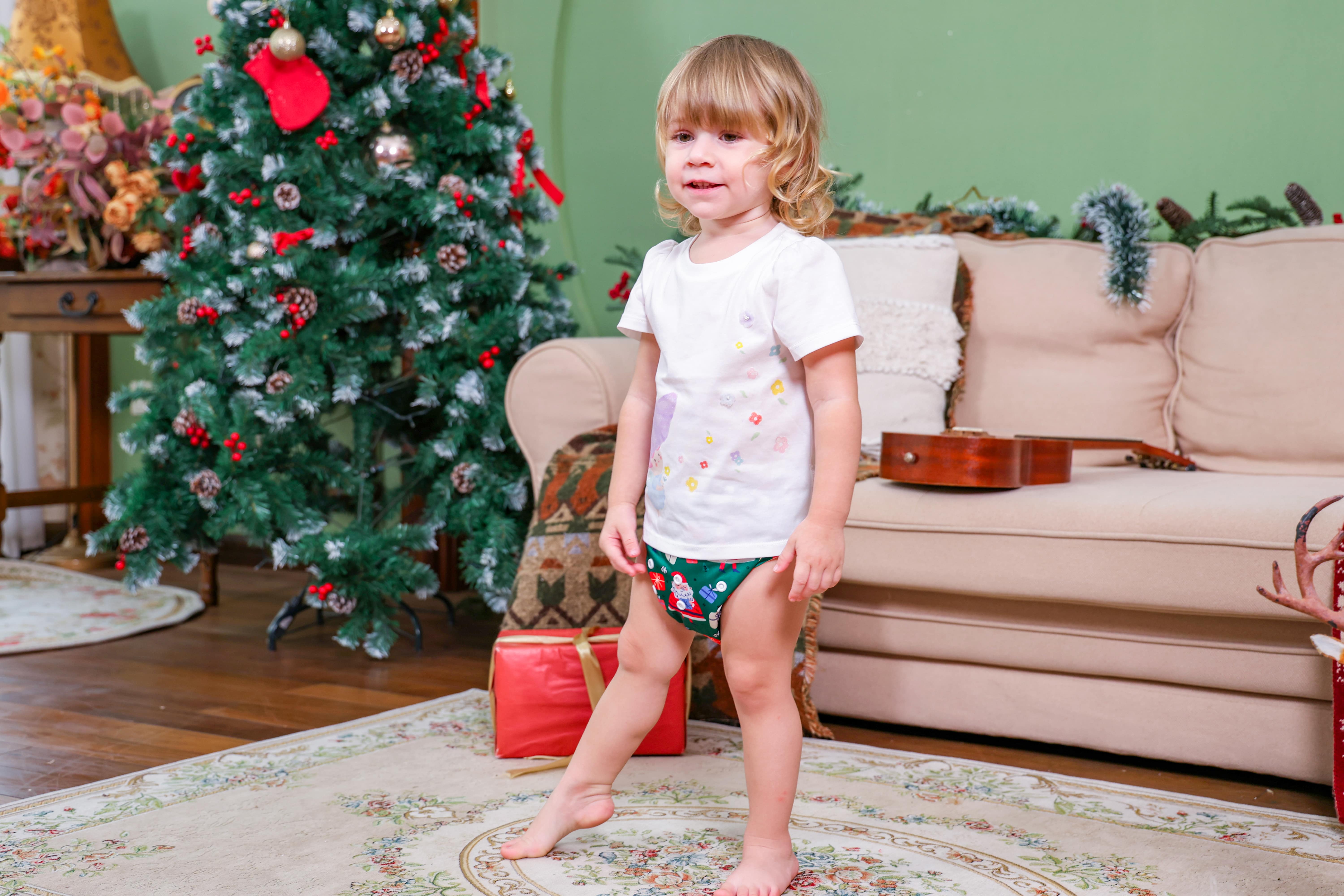 Christmas Cloth Diaper One Size Adjustable Reusable Diapers for Babies-Santa Claus(QD93A)