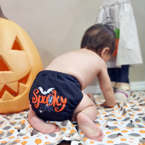 Halloween Cloth Diaper, One Size Adjustable Reusable Diapers for Babies(Spooky, QD87A)