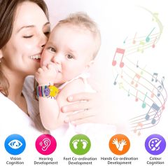 Baby Rattle Toys Baby Wrist Rattles and Foot Finders Set - Soft and Safe Sensory Toys for Newborns and Infants