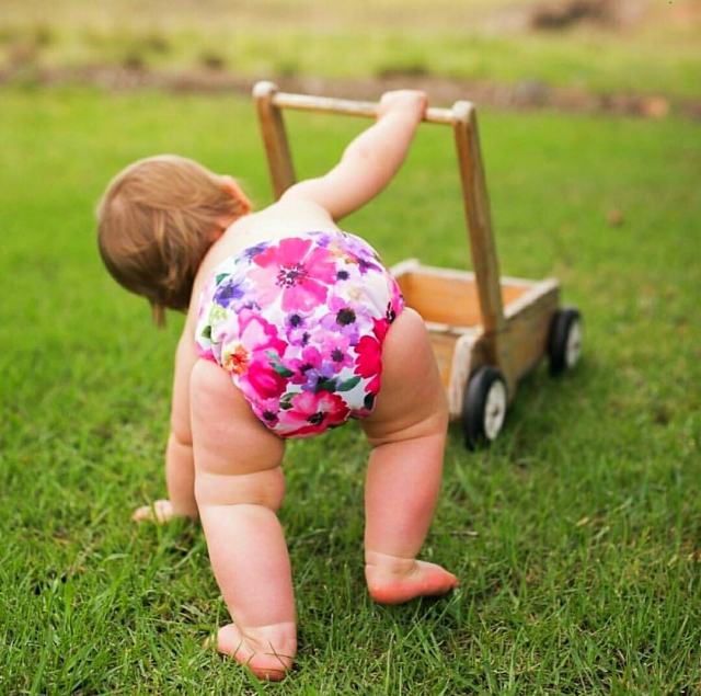 Reusable Cloth Diaper Cover with Snap Closure Cloth Diaper Shell for Prefold Flat or Fitted Diaper Inserts- Flower(DC-H065)