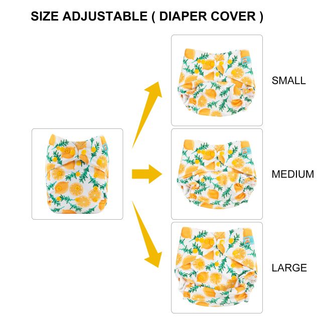 Reusable Cloth Diaper Cover with Snap Closure Cloth Diaper Shell for Prefold Flat or Fitted Diaper Inserts- Yellow (DC-B01)