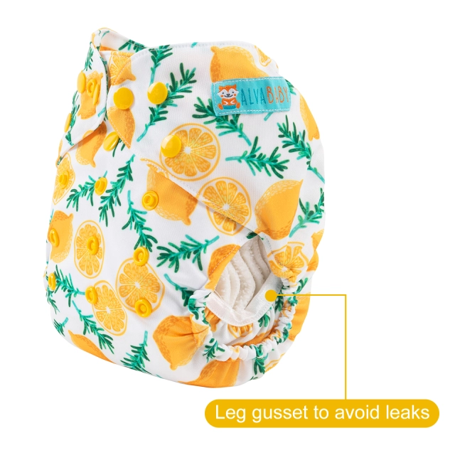 Reusable Cloth Diaper Cover with Snap Closure Cloth Diaper Shell for Prefold Flat or Fitted Diaper Inserts- Yellow (DC-B01)