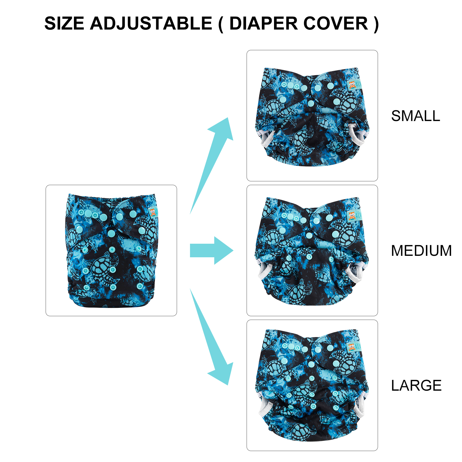 Reusable Cloth Diaper Cover – Waterproof Diaper Shell for Prefolds & Fitted Diapers (Navy blue, DC-B25)