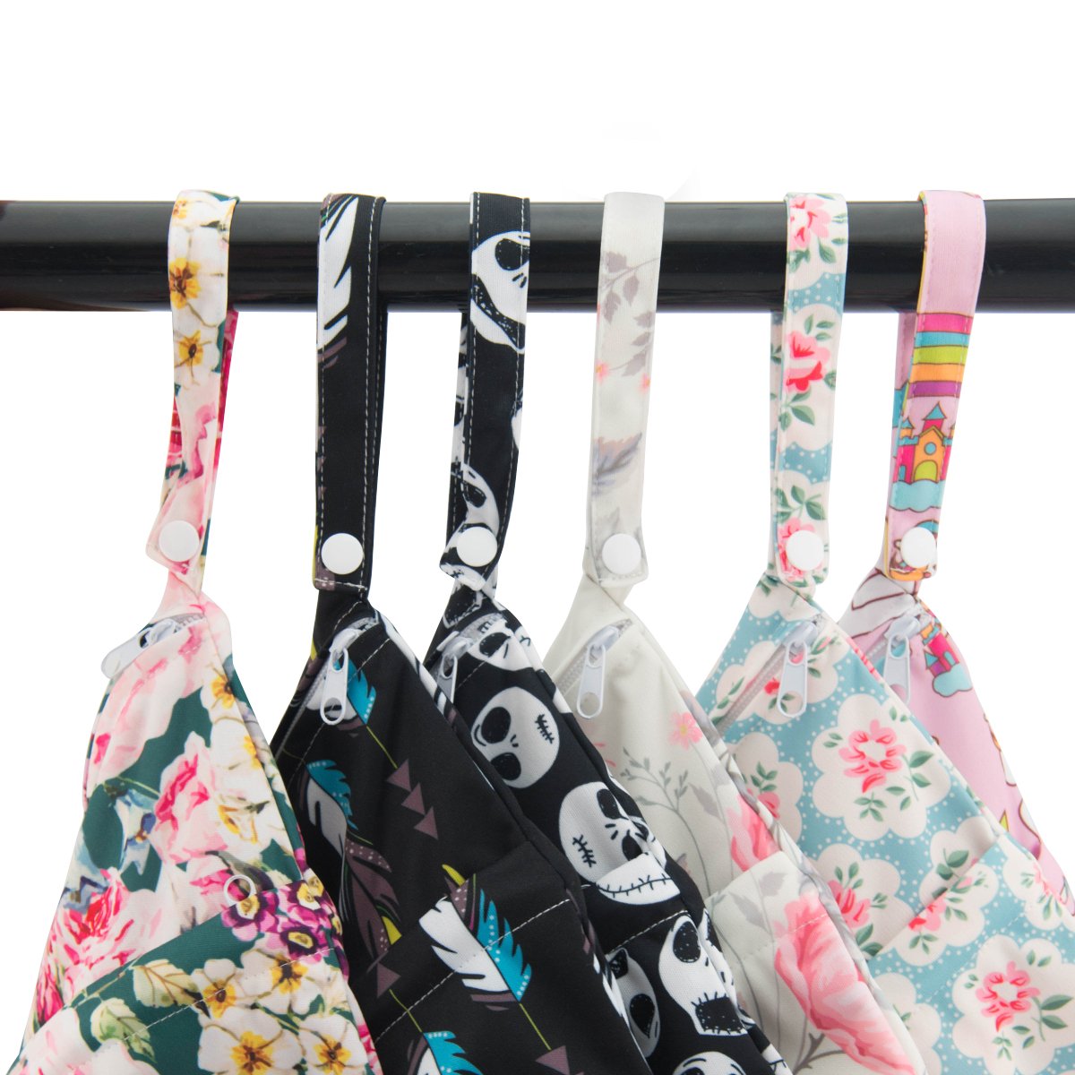 ALVABABY Diaper Wet/Dry Bag Waterproof Reusable with Two Zippered Pockets for Cloth Diapers, Swimsuits, Travel, and Gym (L-YDP152A)