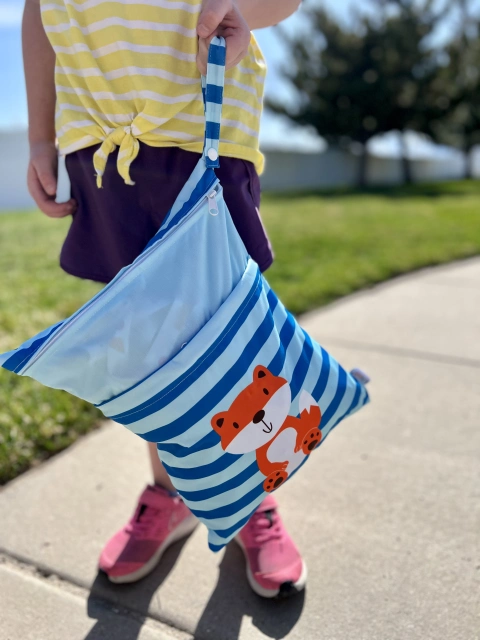 ALVABABY Diaper Wet/Dry Bag Waterproof Reusable with Two Zippered Pockets for Cloth Diapers, Swimsuits, Travel, and Gym (L-YD48A)