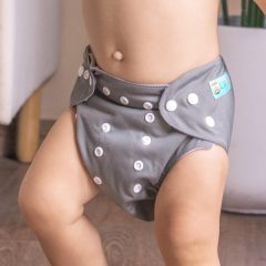 ALVABABY Solid Cloth Diaper - One Size Adjustable Washable & Reusable Diaper with Pocket for Babies (B29A Grey)