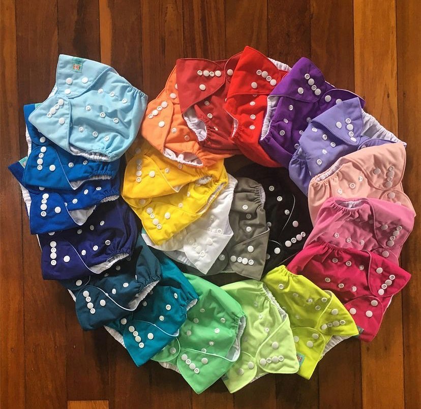 ALVABABY Solid Cloth Diaper - One Size Adjustable Washable & Reusable Diaper with Pocket for Babies (Pink Peacock, B34A)
