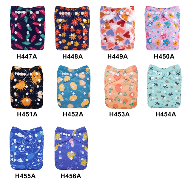 (Multi-packs) 30PCS One Size Regular Print Diapers With 30 Inserts