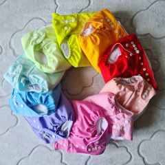 ALVABABY Solid Cloth Diaper - One Size Adjustable Washable & Reusable Diaper with Pocket for Babies (B21A Green)