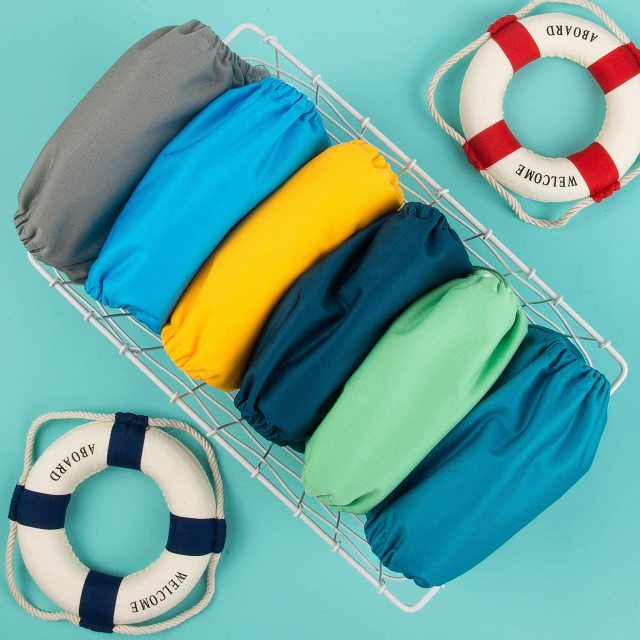 ALVABABY Solid Cloth Diaper - One Size Adjustable Washable & Reusable Diaper with Pocket for Babies (B32A Scuba Blue)