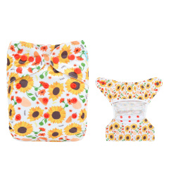 Reusable Cloth Diaper Cover with Snap Closure Cloth Diaper Shell for Prefold Flat or Fitted Diaper Inserts -Sunflower(DC-EW33A)