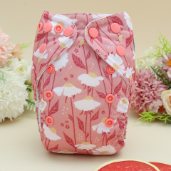 Newborn all In One Diaper with Pocket Sewn-in one Newborn 4-layer Bamboo blend insert-Flowers(SAO-EW29A)