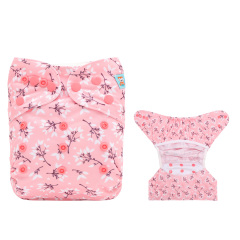 Reusable Cloth Diaper Cover with Snap Closure Cloth Diaper Shell for Prefold Flat or Fitted Diaper Inserts -Flowers(DC-EW32A)