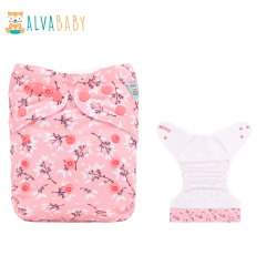 ALVABABY AWJ Lining Cloth Diaper with Tummy Panel for Babies -Flowers (WJT-EW32A)
