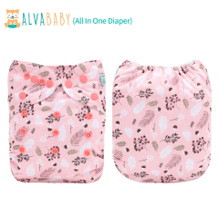 All In One Diaper with Pocket Sewn-in one 4-layer Bamboo blend insert-Flowers(AO-EW30A)